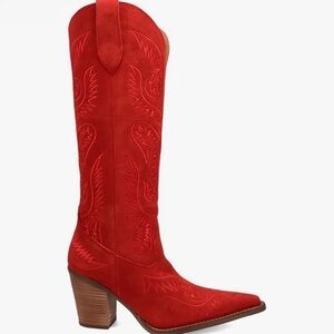 Red Western Cowboy Boots by Dingo, Suede, Evita. NIB. Women's Size 8